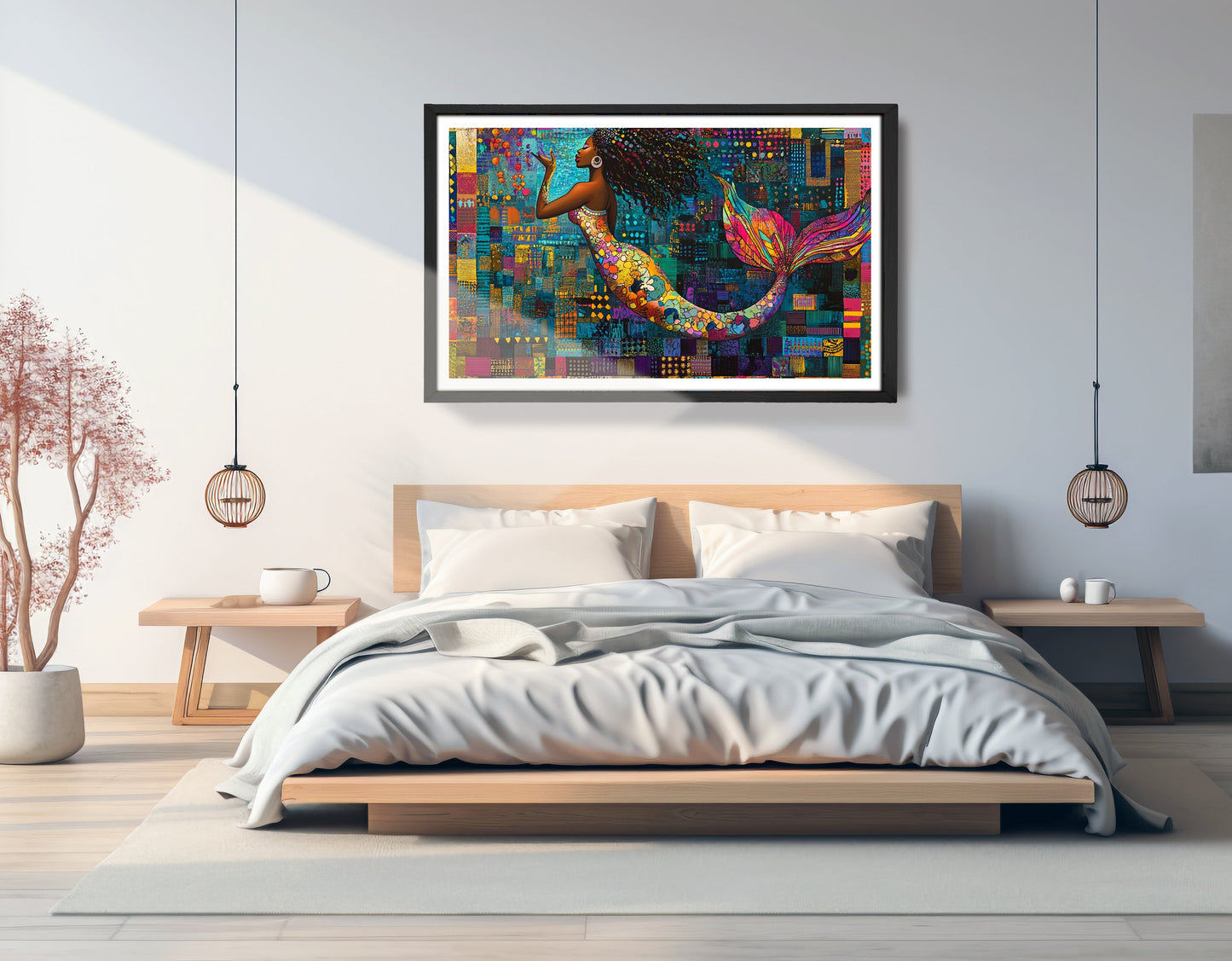 Black Mermaid Mosaic African American canvas print view 69