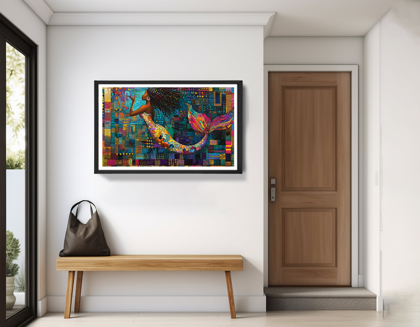 Black Mermaid Mosaic African American canvas print view 71