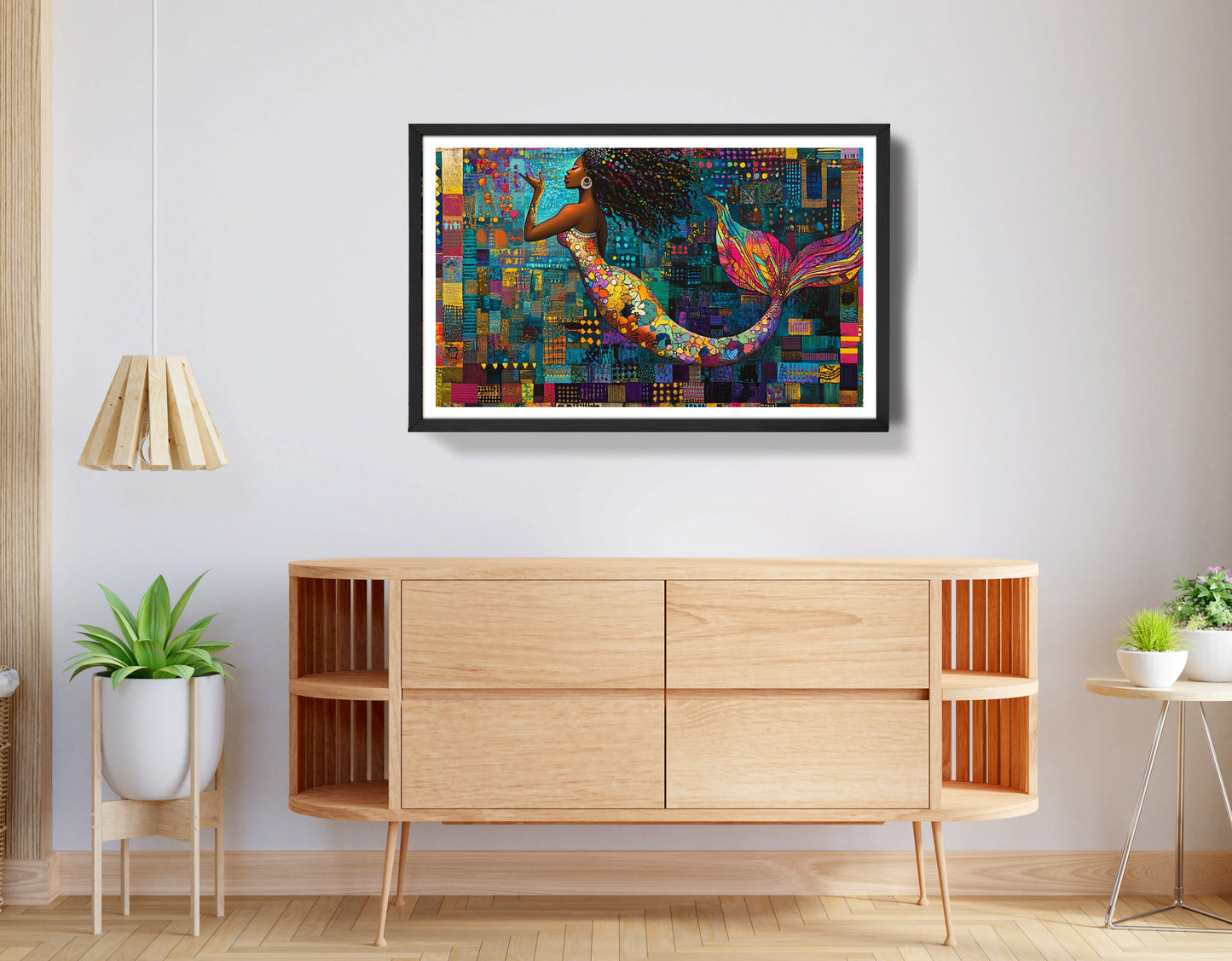 Black Mermaid Mosaic African American canvas print view 68