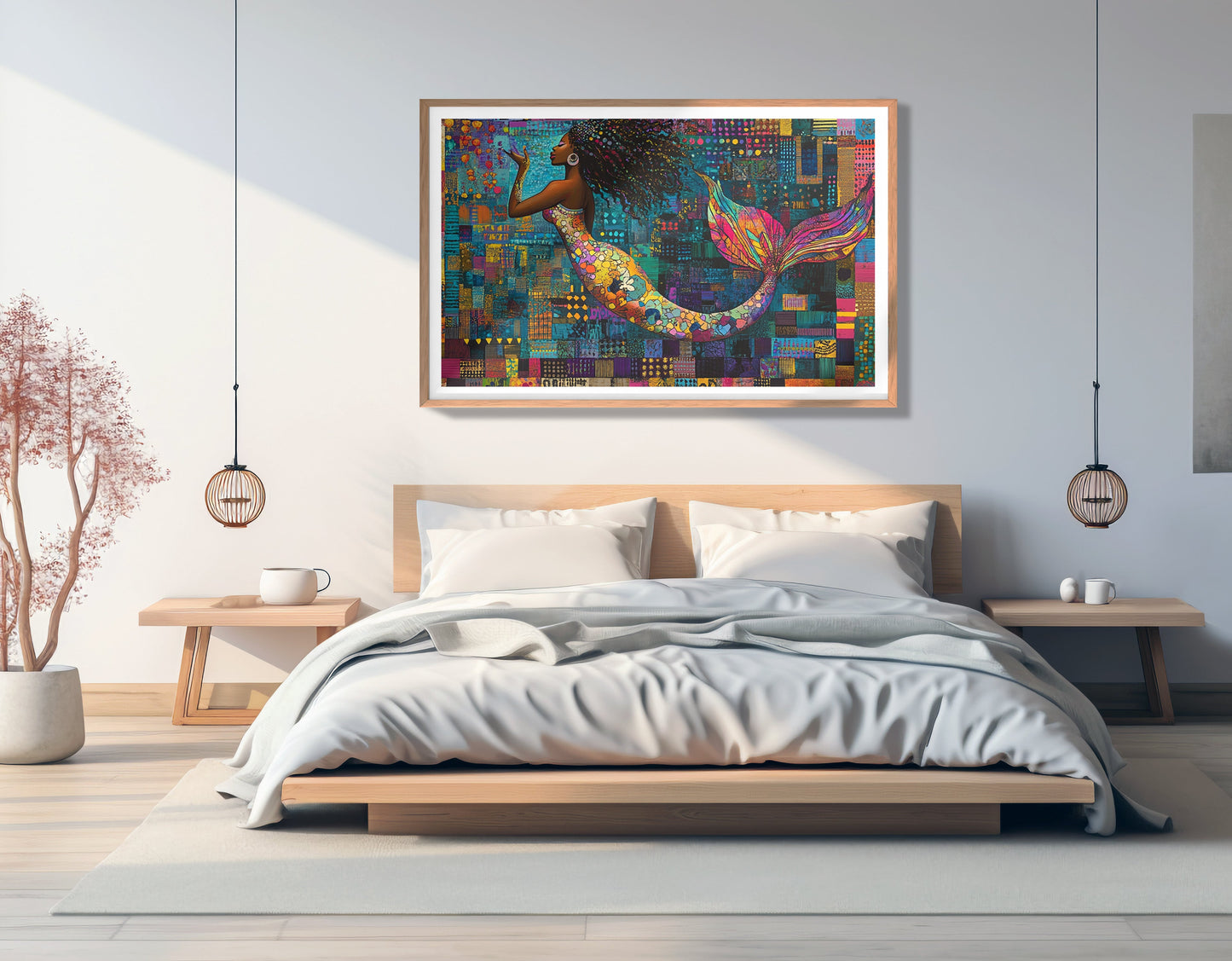 Black Mermaid Mosaic African American canvas print view 81