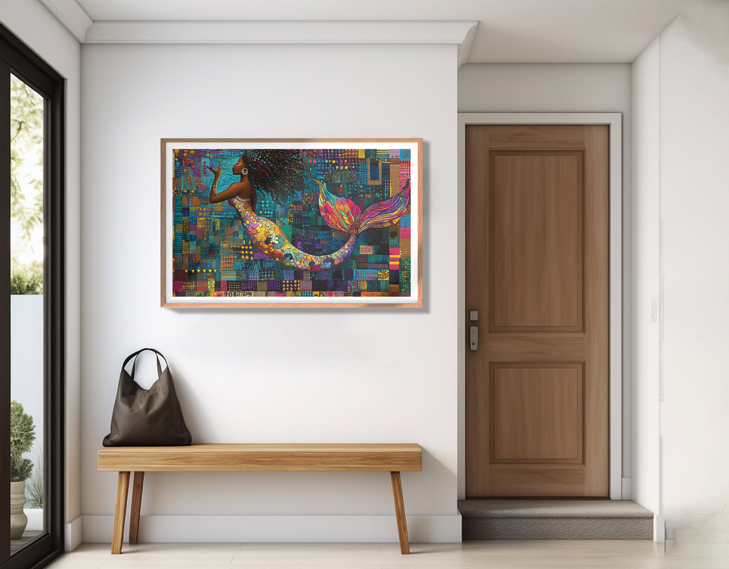 Black Mermaid Mosaic African American canvas print view 83