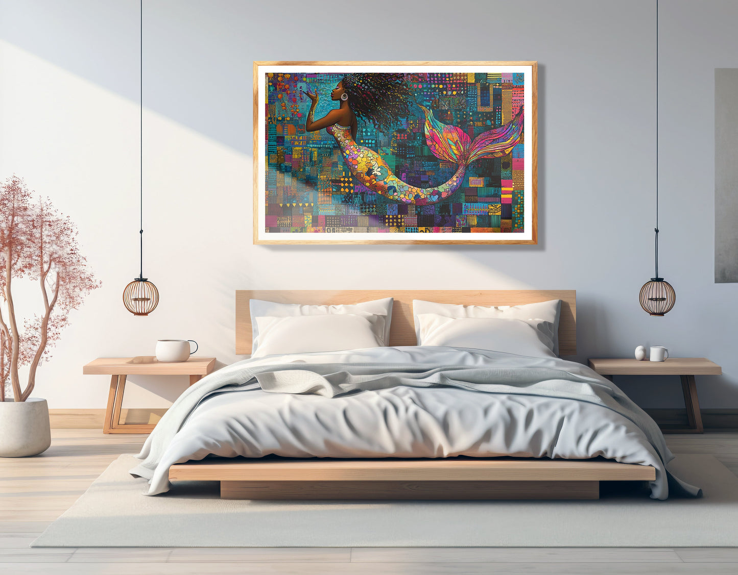 Black Mermaid Mosaic African American canvas print view 75