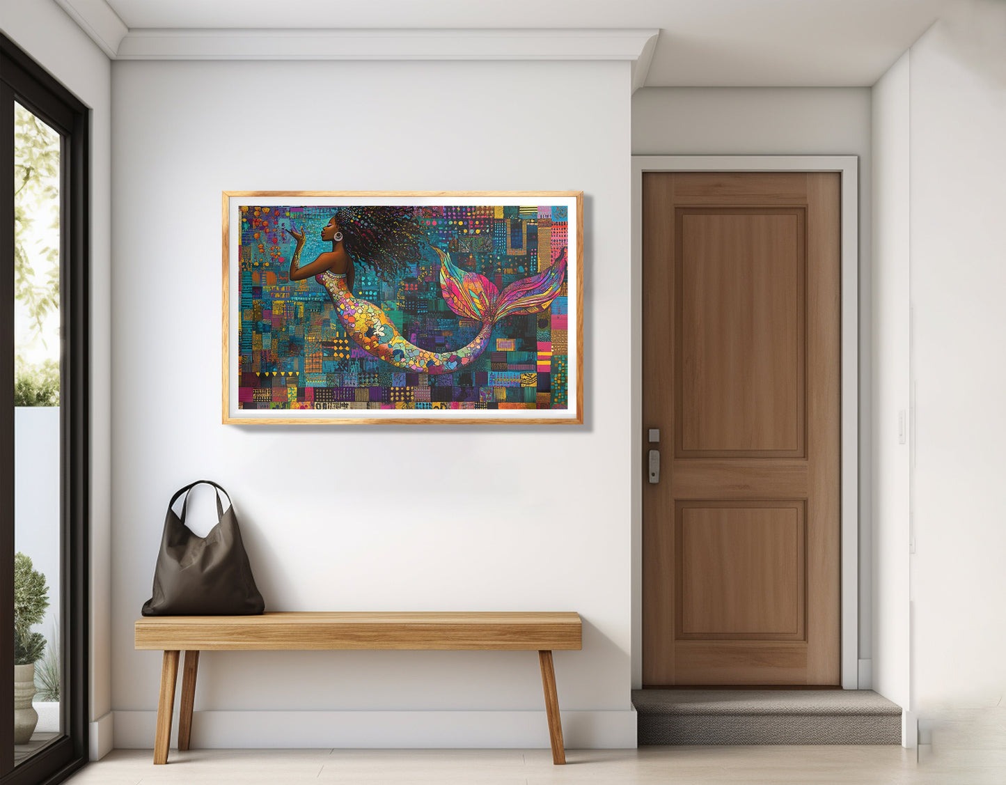 Black Mermaid Mosaic African American canvas print view 77