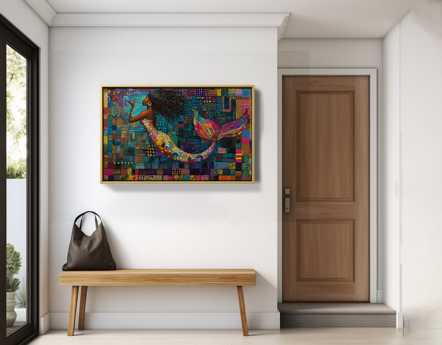 Black Mermaid Mosaic African American canvas print view 41