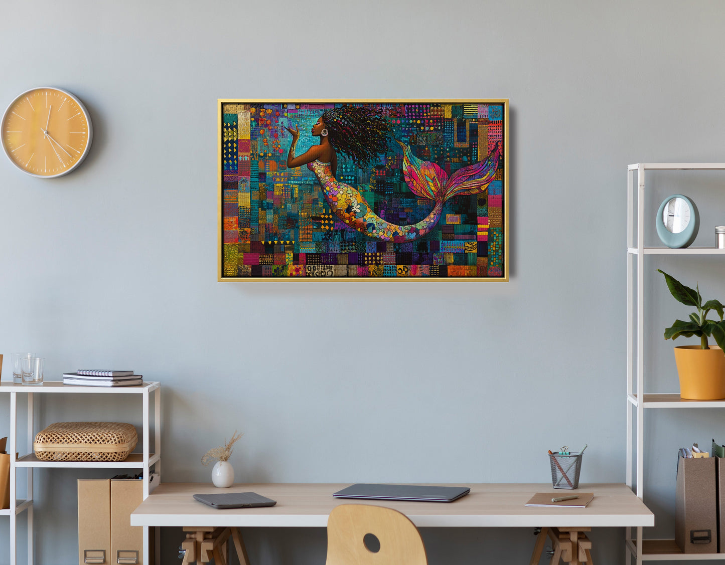 Black Mermaid Mosaic African American canvas print view 42