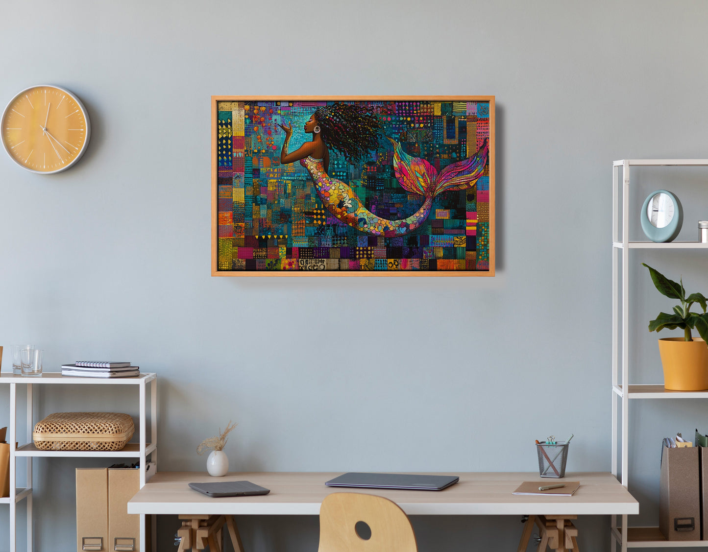 Black Mermaid Mosaic African American canvas print view 48
