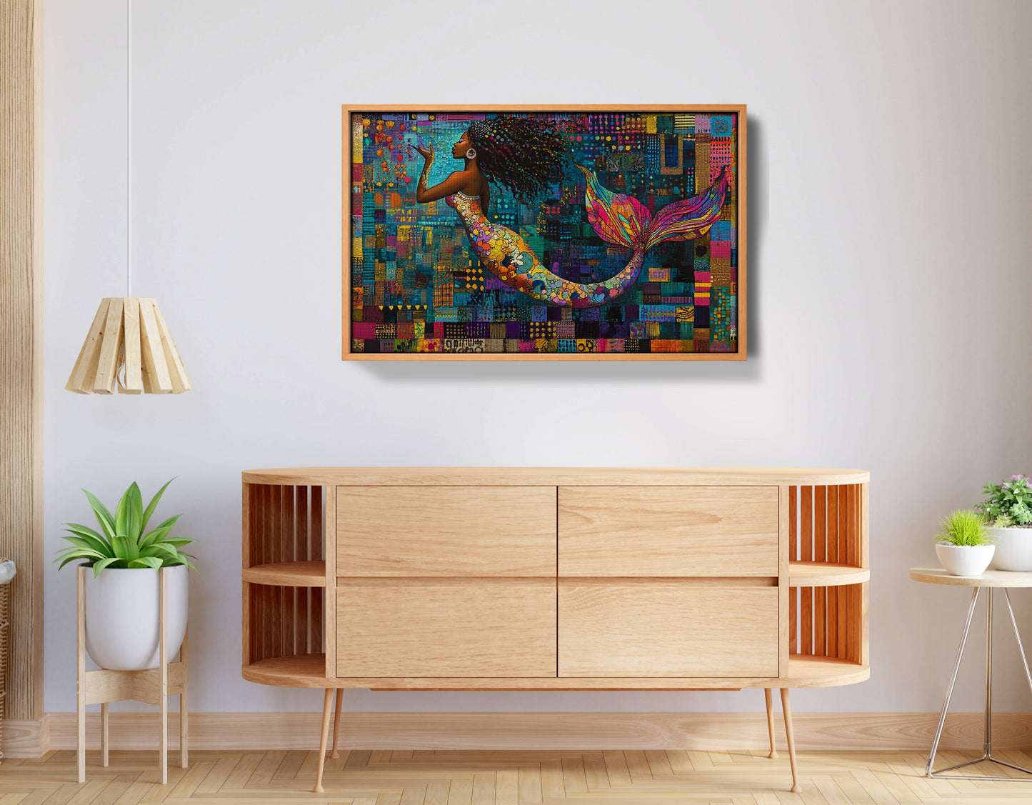 Black Mermaid Mosaic African American canvas print view 44