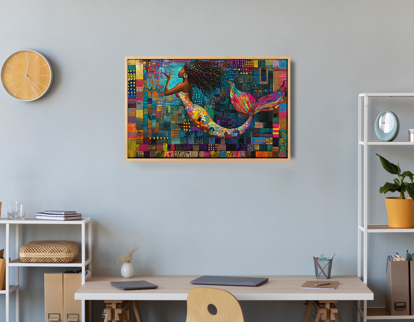 Black Mermaid Mosaic African American canvas print view 54