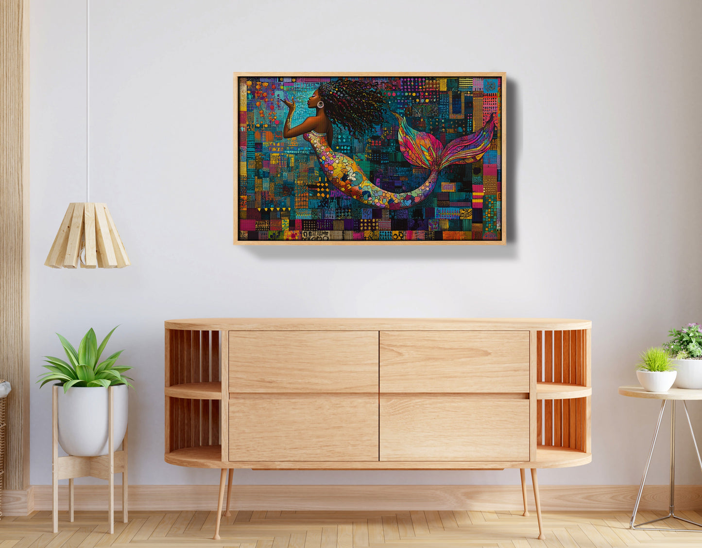 Black Mermaid Mosaic African American canvas print view 50