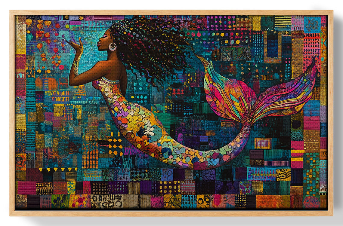 Black Mermaid Mosaic African American canvas print view 49