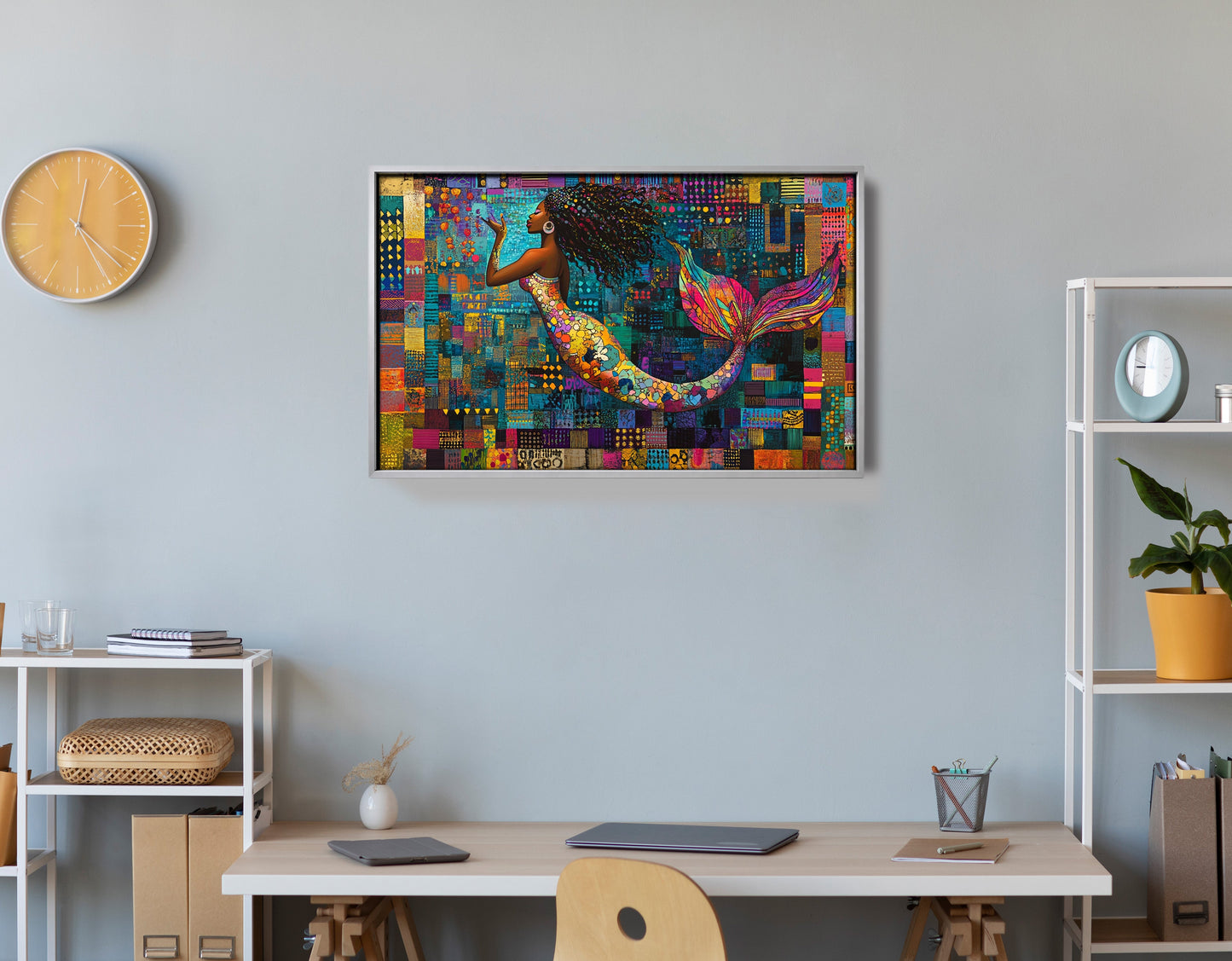 Black Mermaid Mosaic African American canvas print view 60