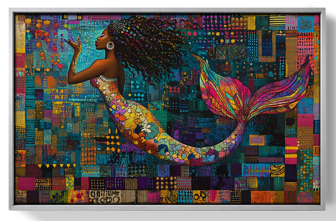 Black Mermaid Mosaic African American canvas print view 55