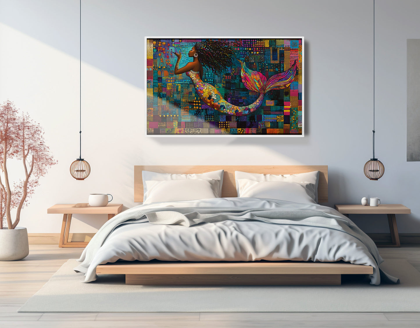 Black Mermaid Mosaic African American canvas print view 63