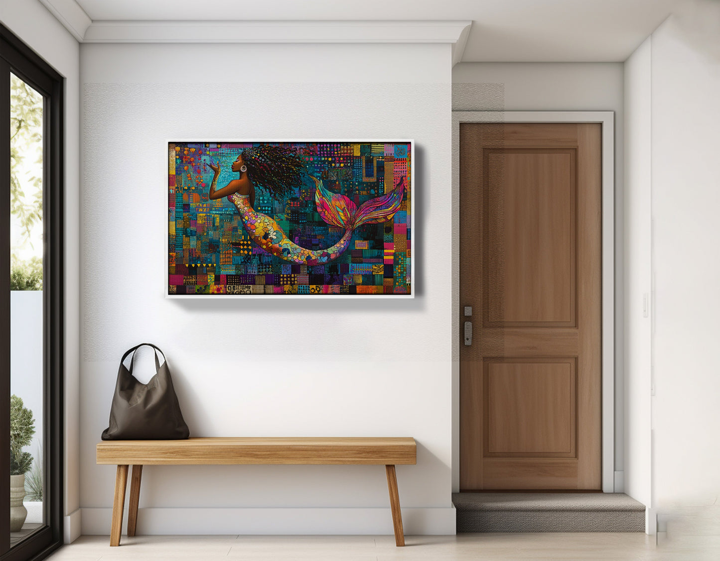 Black Mermaid Mosaic African American canvas print view 65