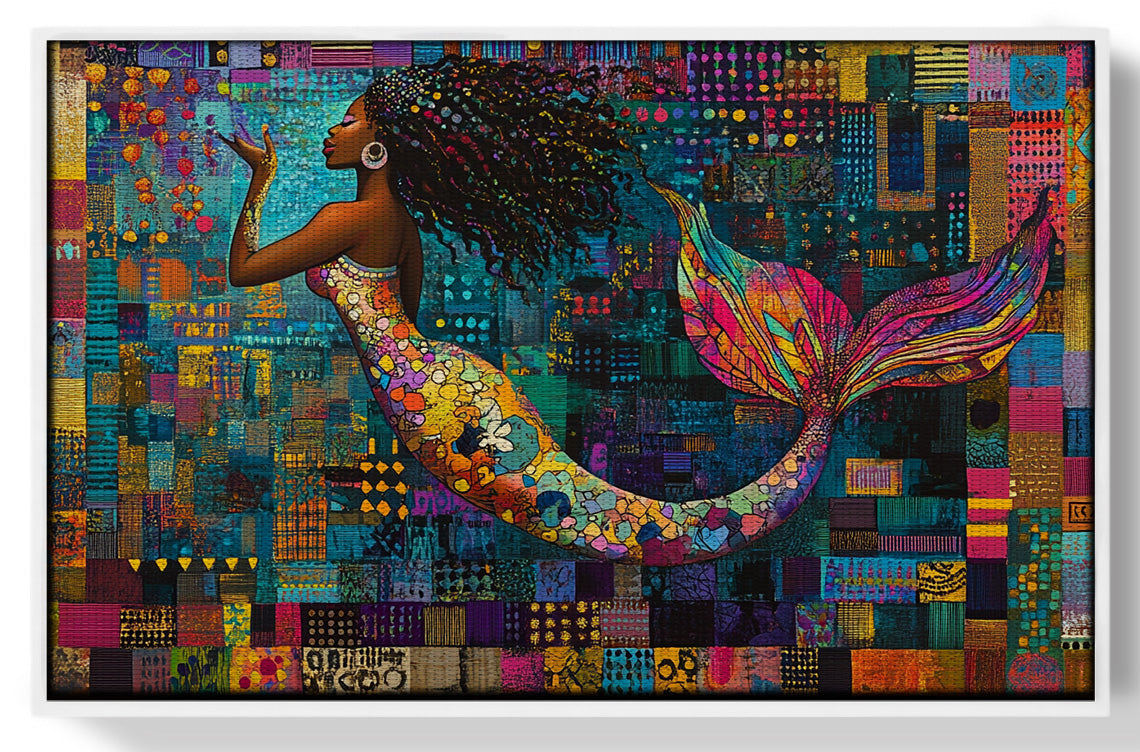 Black Mermaid Mosaic African American canvas print view 61