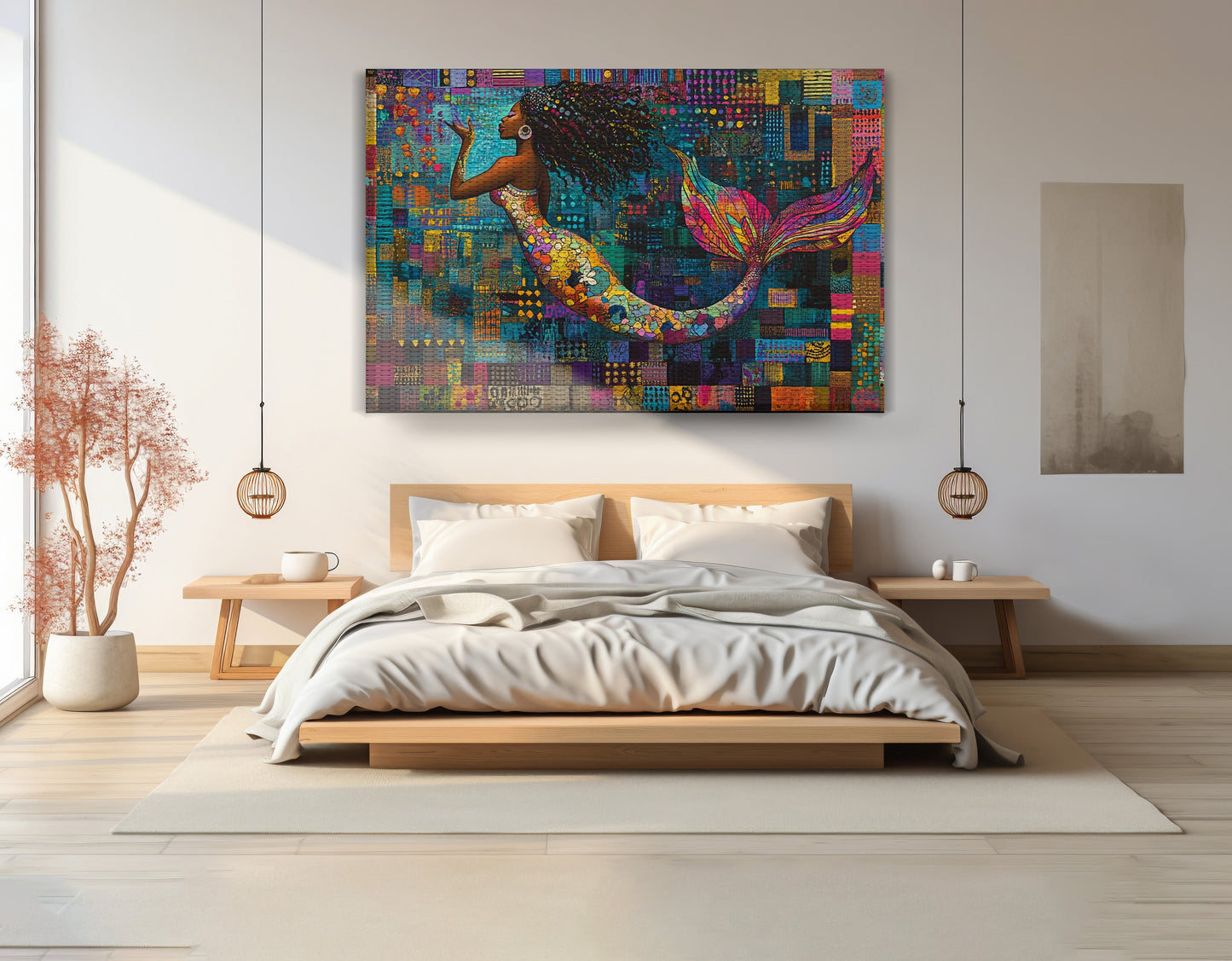 Black Mermaid Mosaic African American canvas print view 15