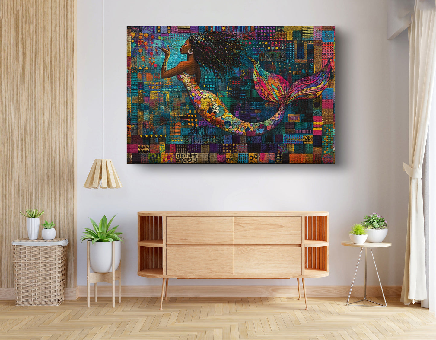 Black Mermaid Mosaic African American canvas print view 14