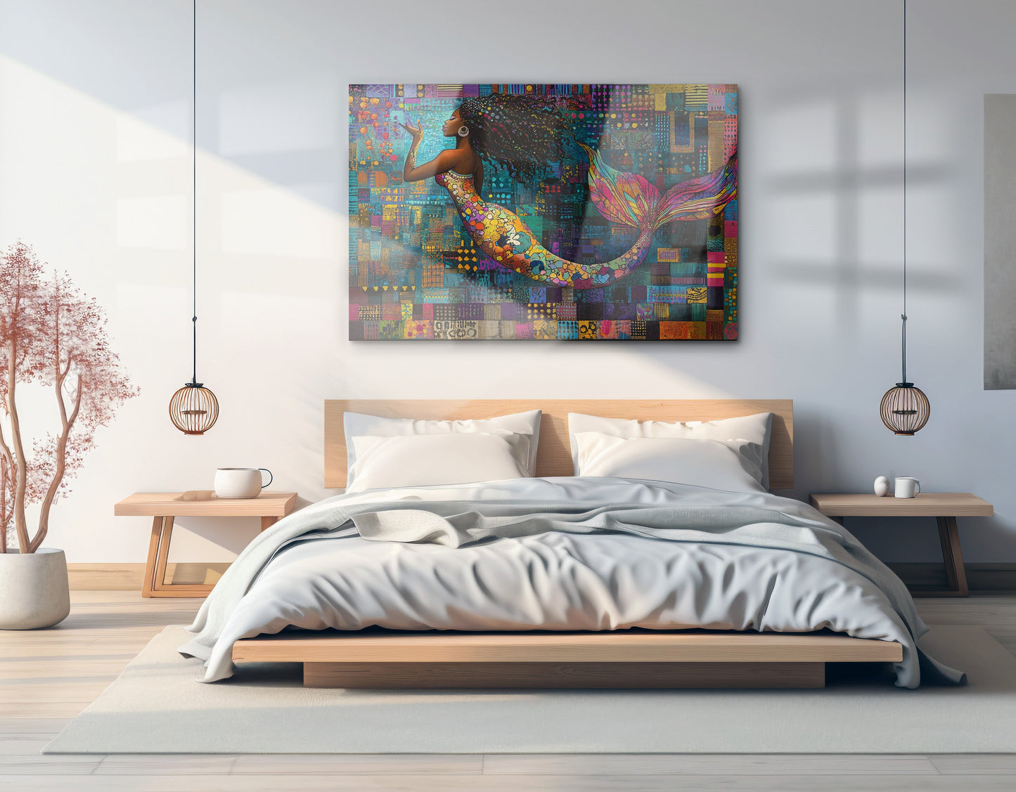 Black Mermaid Mosaic African American canvas print view 21