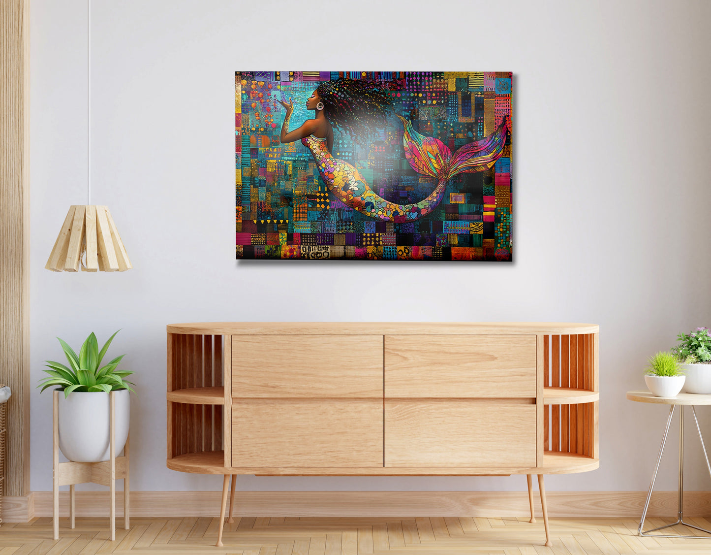 Black Mermaid Mosaic African American canvas print view 20