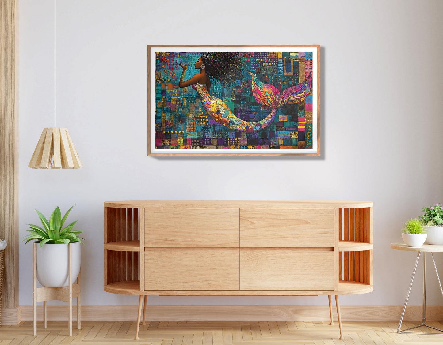Black Mermaid Mosaic African American canvas print view 80