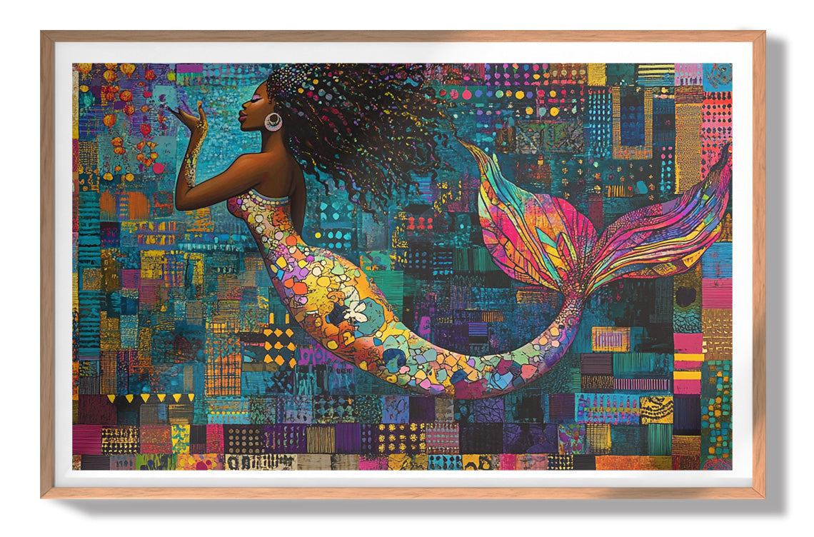 Black Mermaid Mosaic African American canvas print view 79