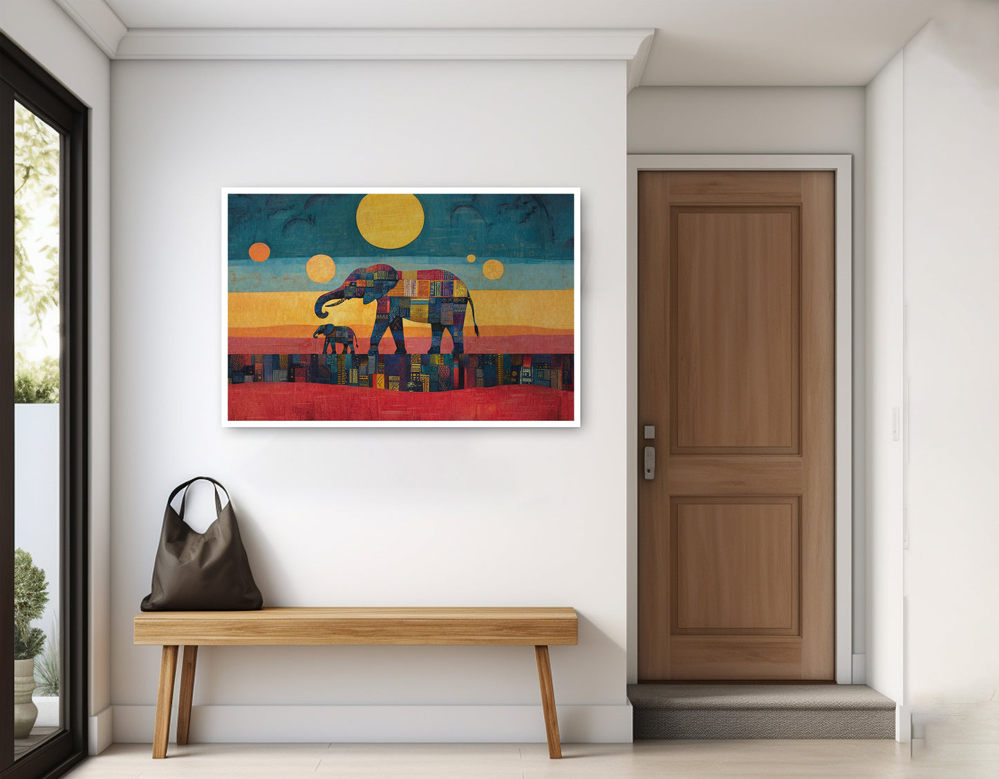 Elephant and Calf Abstract Black African American abstract art home decor view