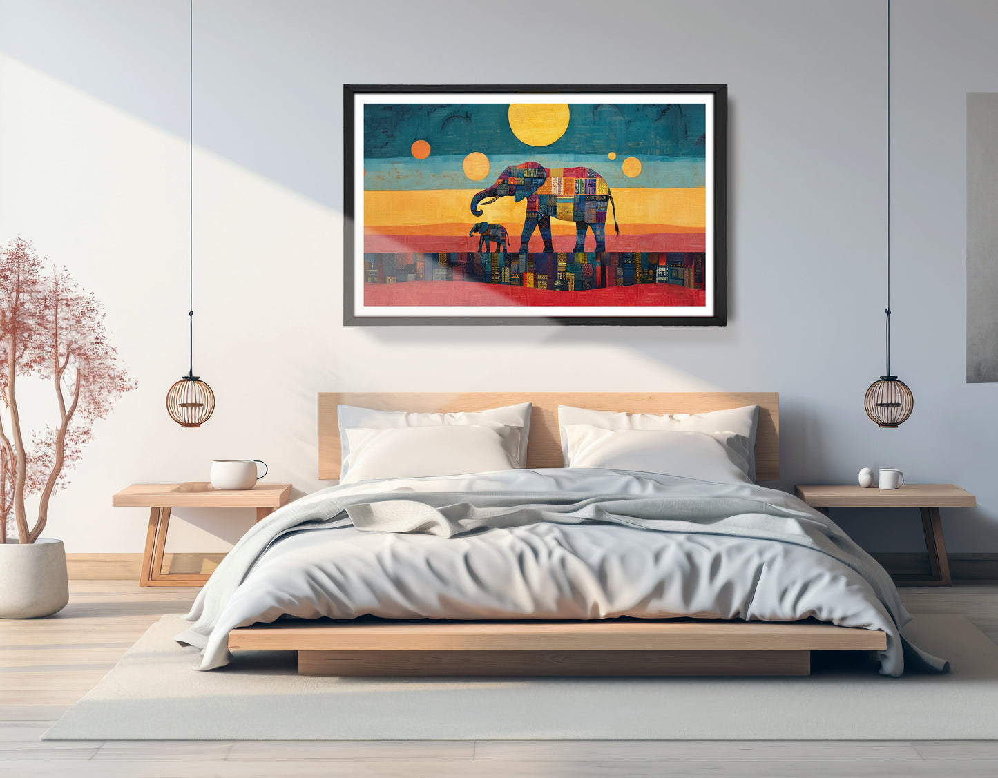 Elephant and Calf Abstract Black African American abstract art view 69