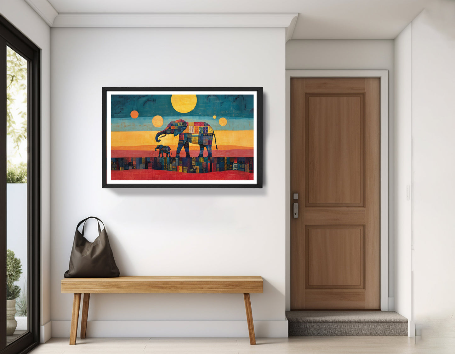 Elephant and Calf Abstract Black African American abstract art view 71