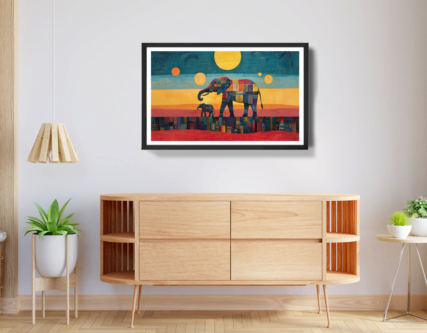 Elephant and Calf Abstract Black African American abstract art view 68