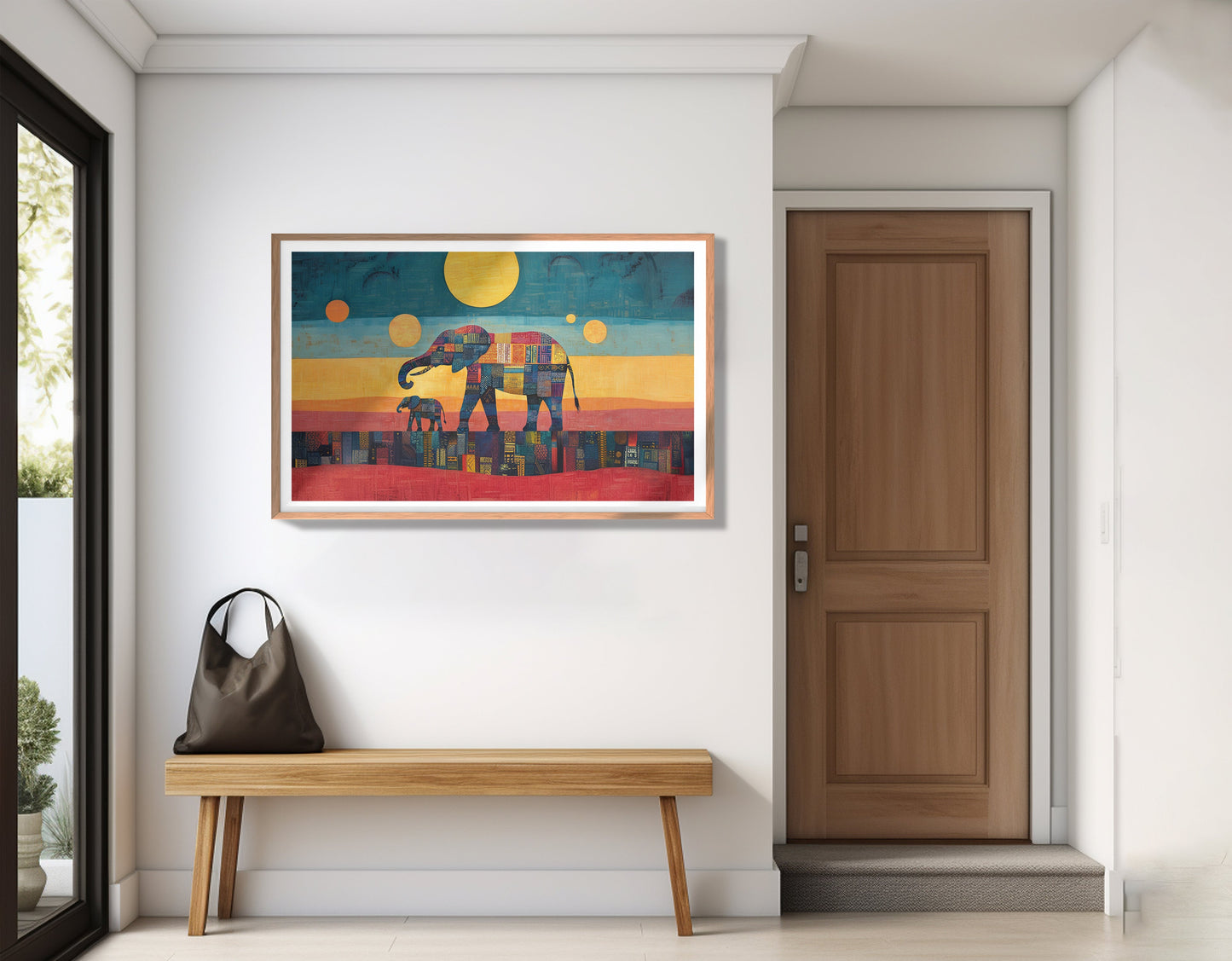 Elephant and Calf Abstract Black African American abstract art view 83