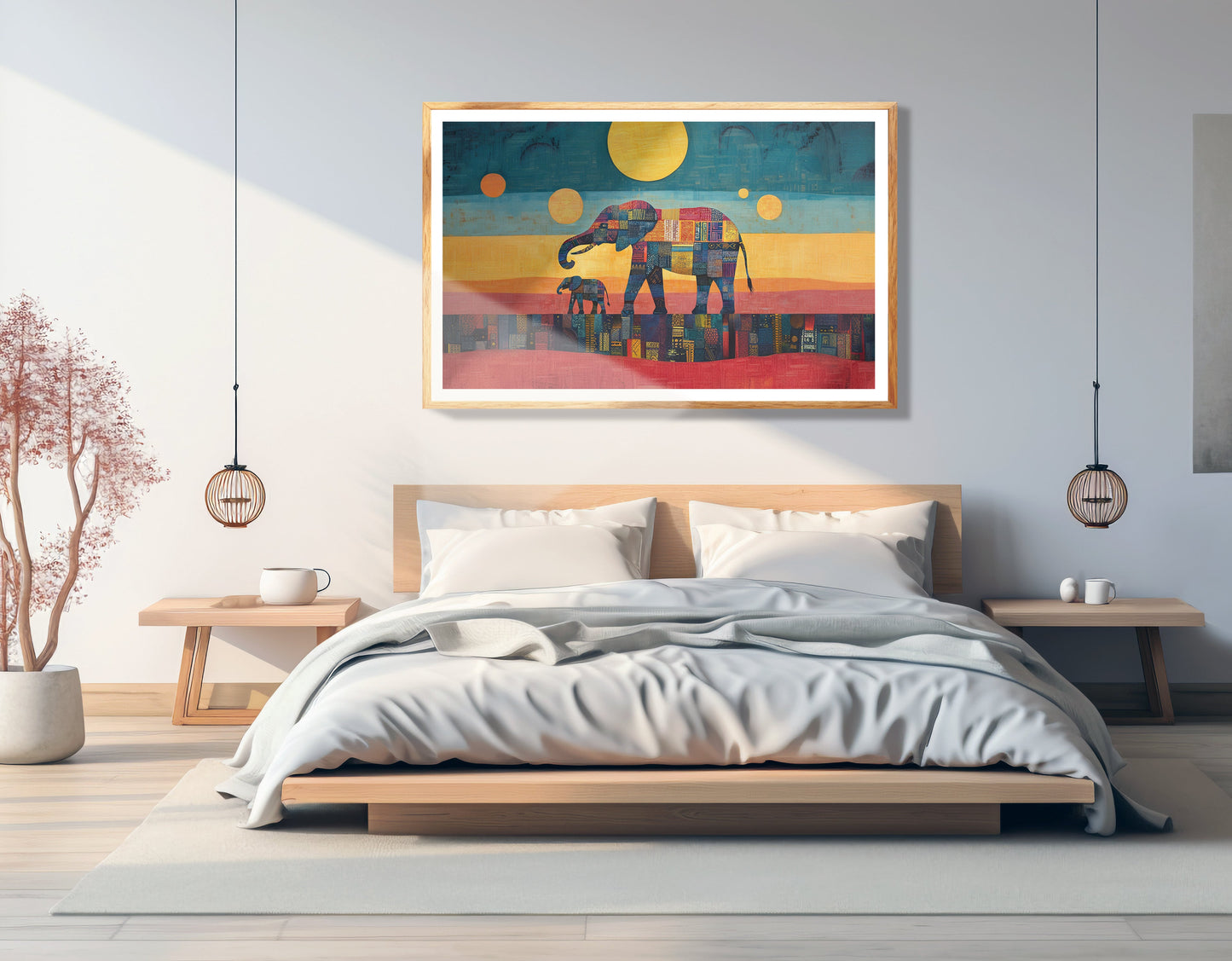 Elephant and Calf Abstract Black African American abstract art view 75