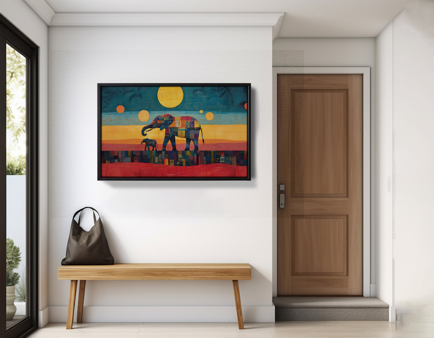 Elephant and Calf Abstract Black African American abstract art view 29