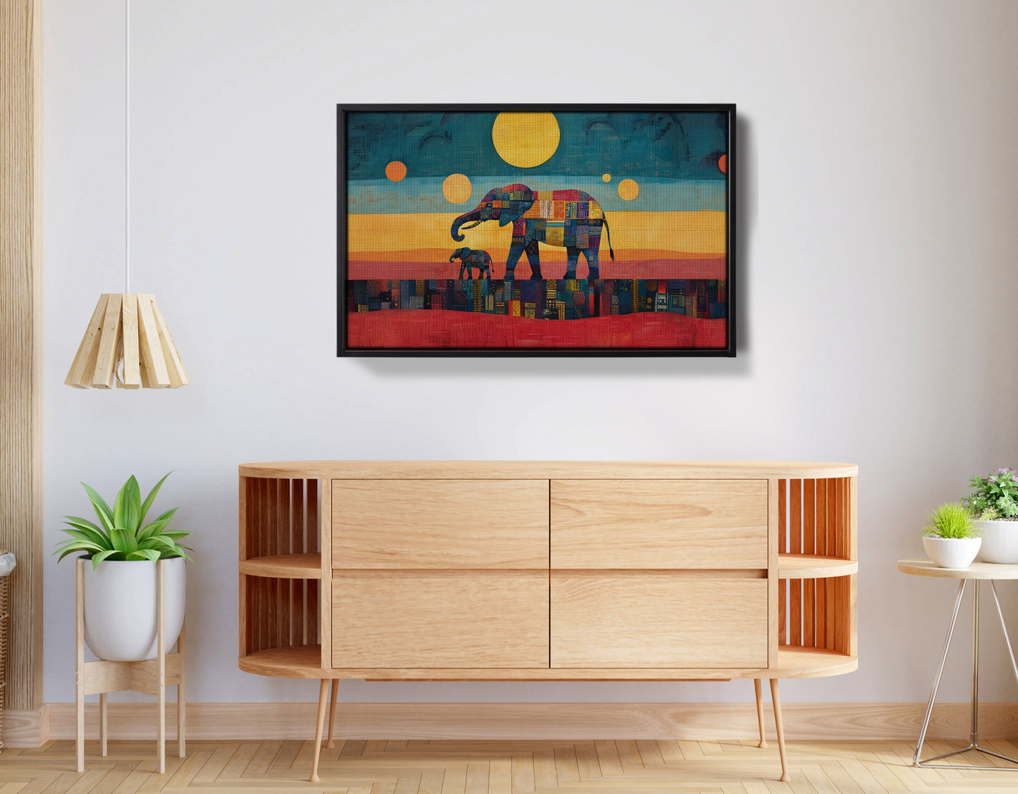 Elephant and Calf Abstract Black African American abstract art view 26