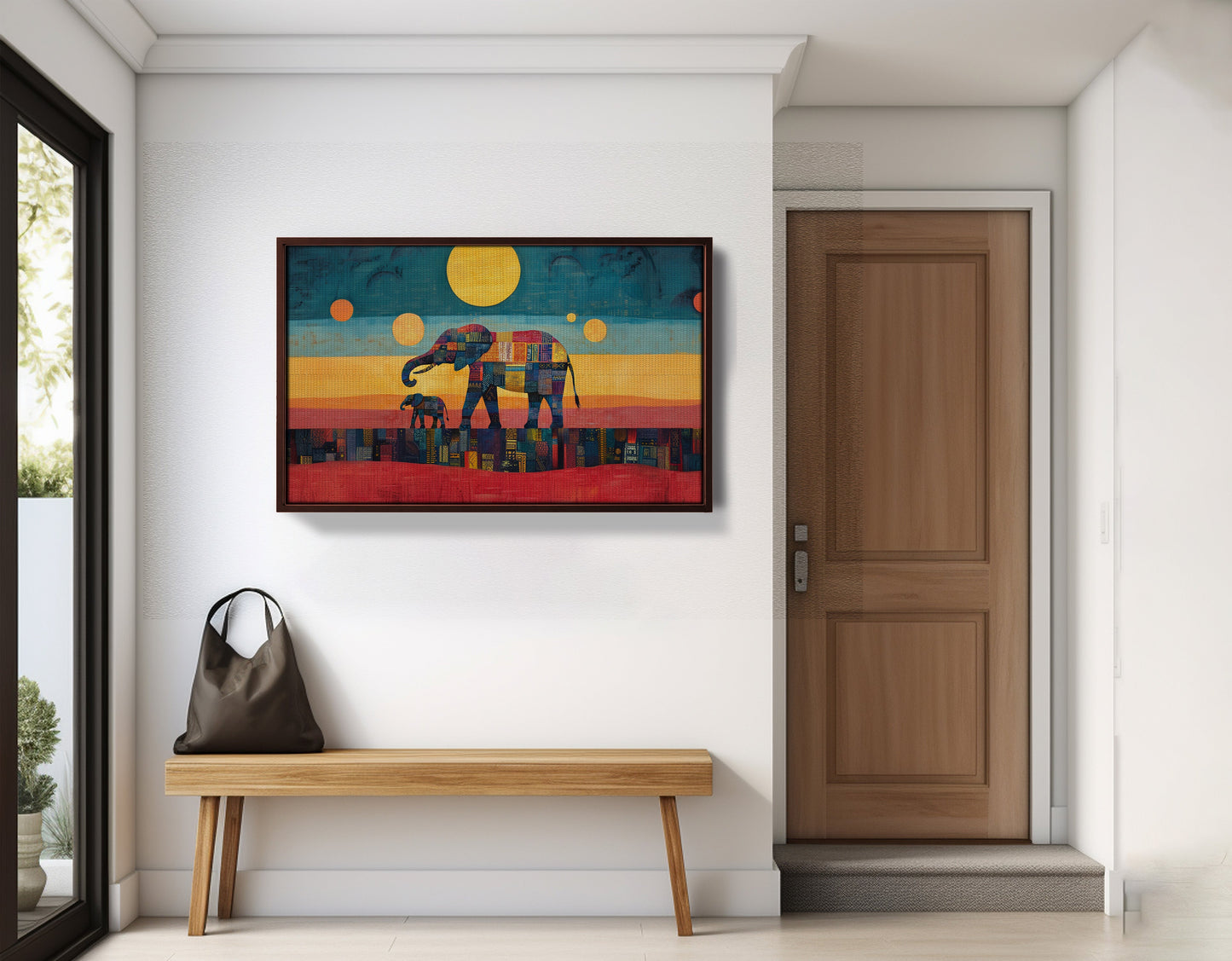 Elephant and Calf Abstract Black African American abstract art view 35