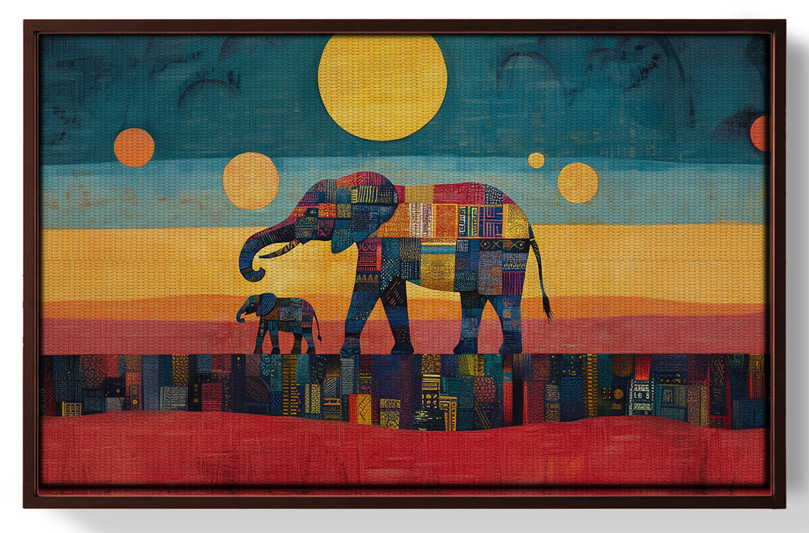 Elephant and Calf Abstract Black African American abstract art view 31