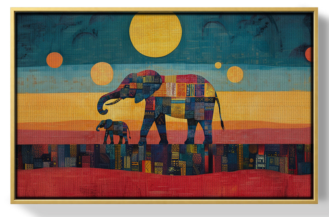 Elephant and Calf Abstract Black African American abstract art view 37