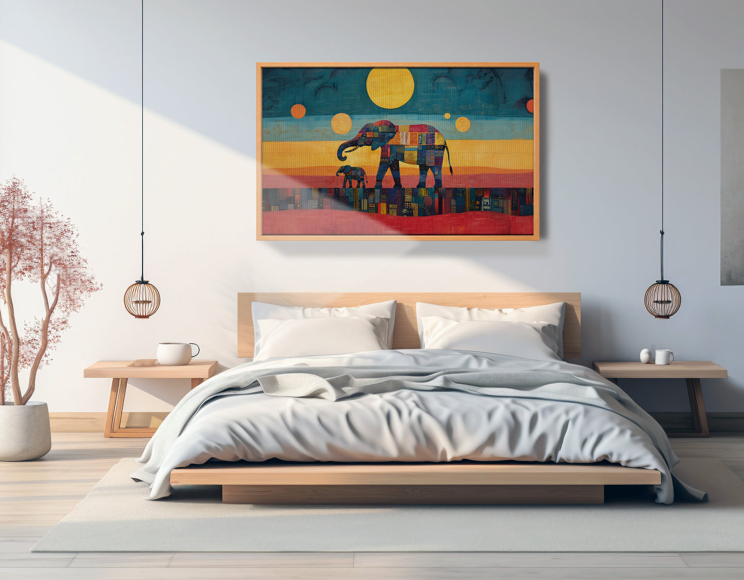 Elephant and Calf Abstract Black African American abstract art view 45