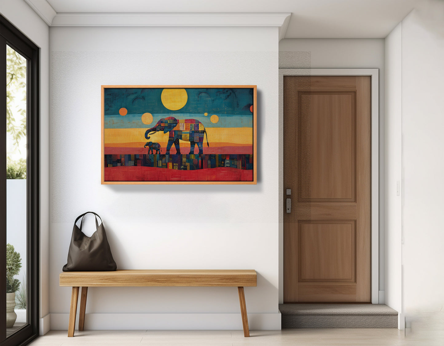 Elephant and Calf Abstract Black African American abstract art view 47