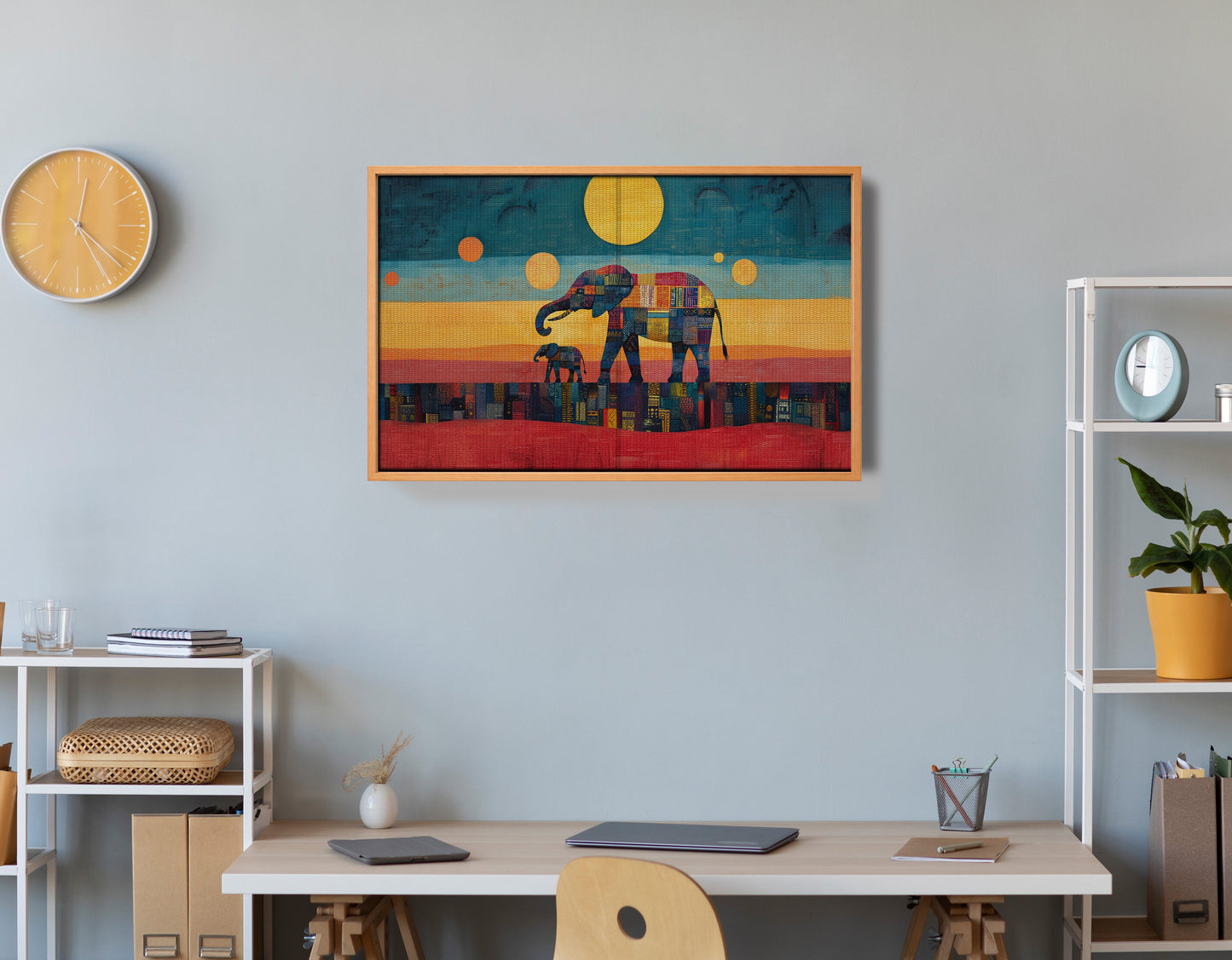 Elephant and Calf Abstract Black African American abstract art view 48