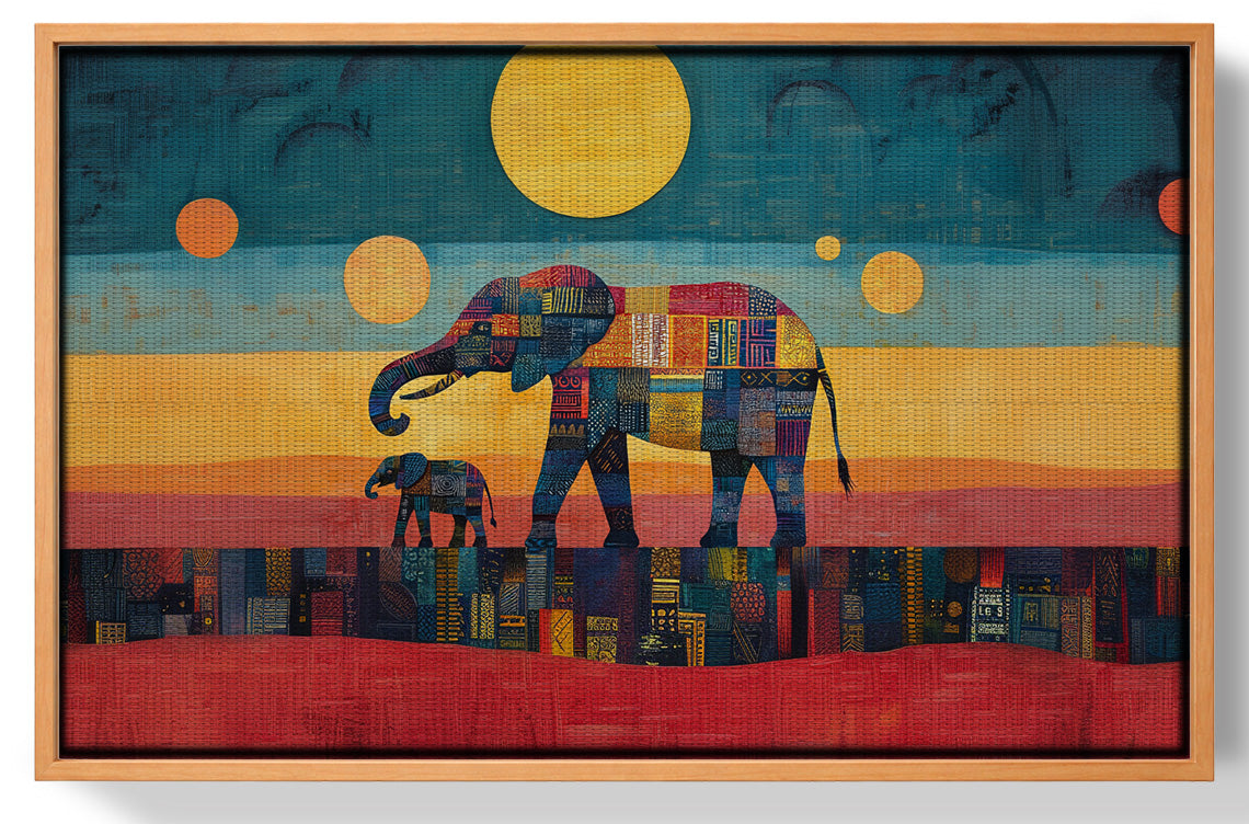 Elephant and Calf Abstract Black African American abstract art view 43