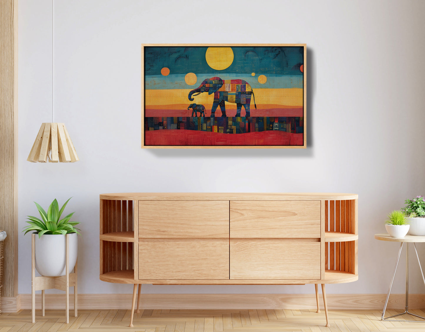 Elephant and Calf Abstract Black African American abstract art view 50