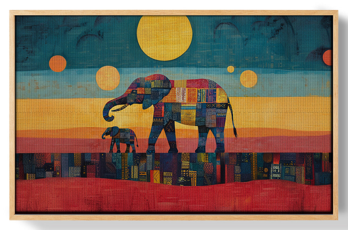 Elephant and Calf Abstract Black African American abstract art view 49