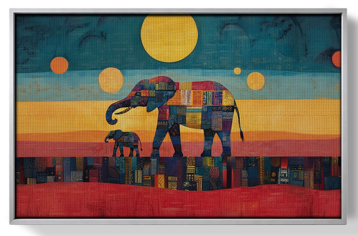 Elephant and Calf Abstract Black African American abstract art view 55