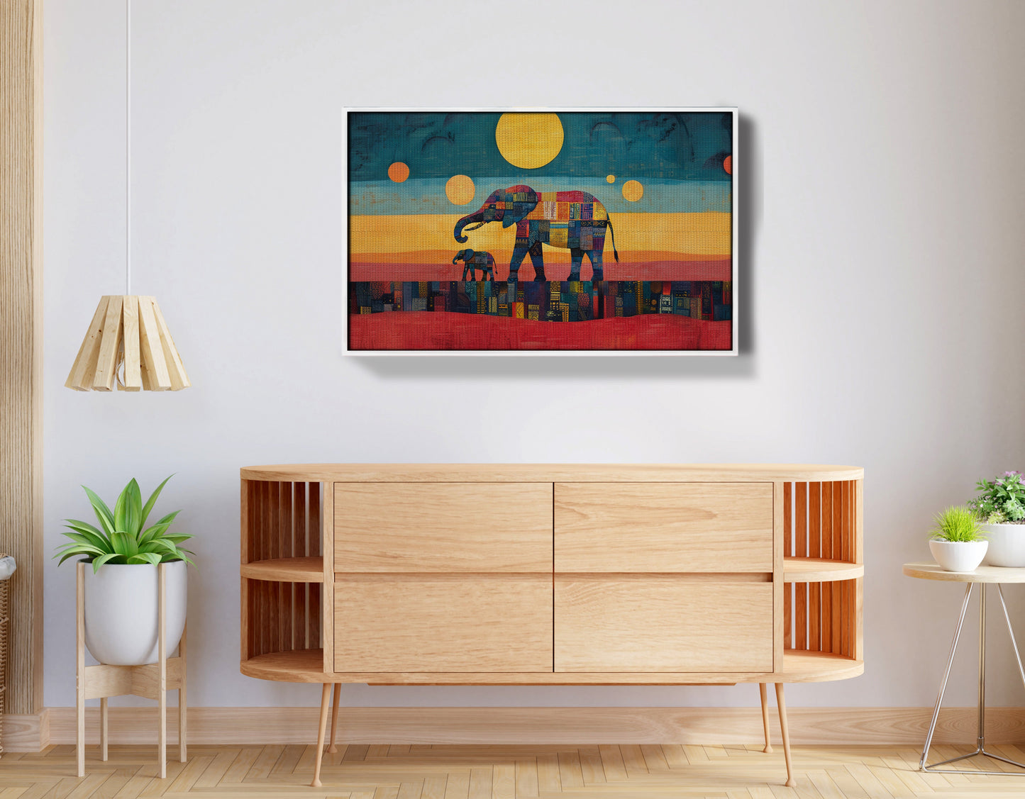 Elephant and Calf Abstract Black African American abstract art view 62