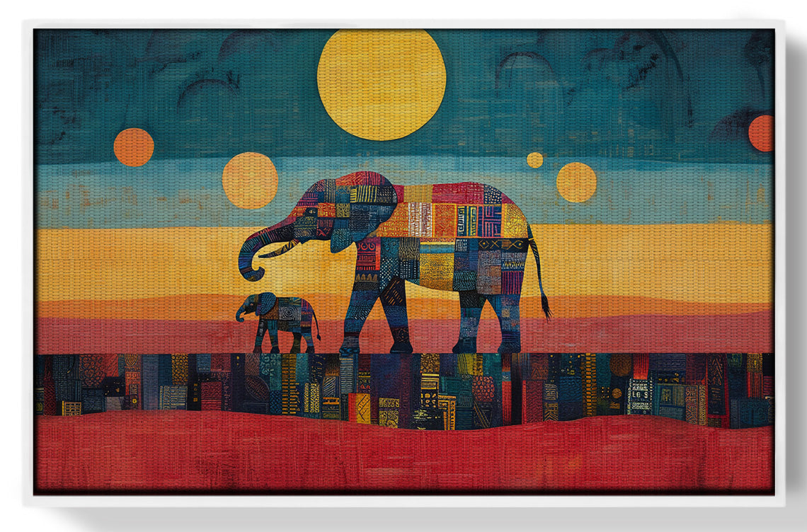 Elephant and Calf Abstract Black African American abstract art view 61