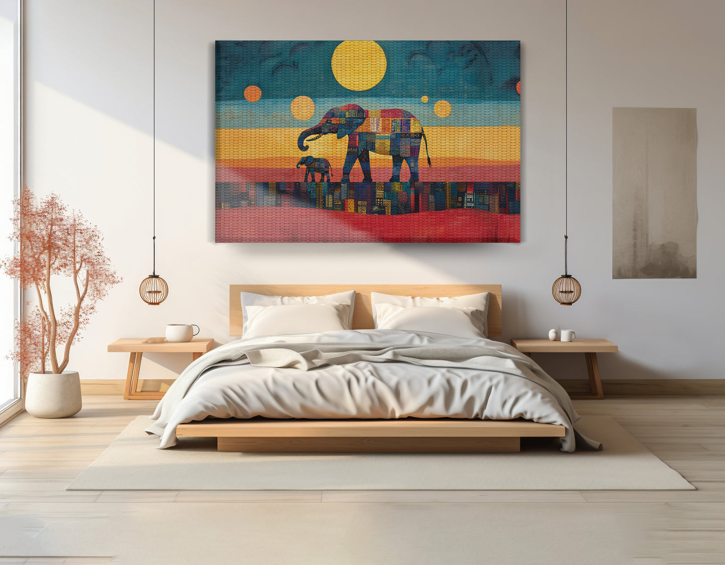 Elephant and Calf Abstract Black African American abstract art view 15