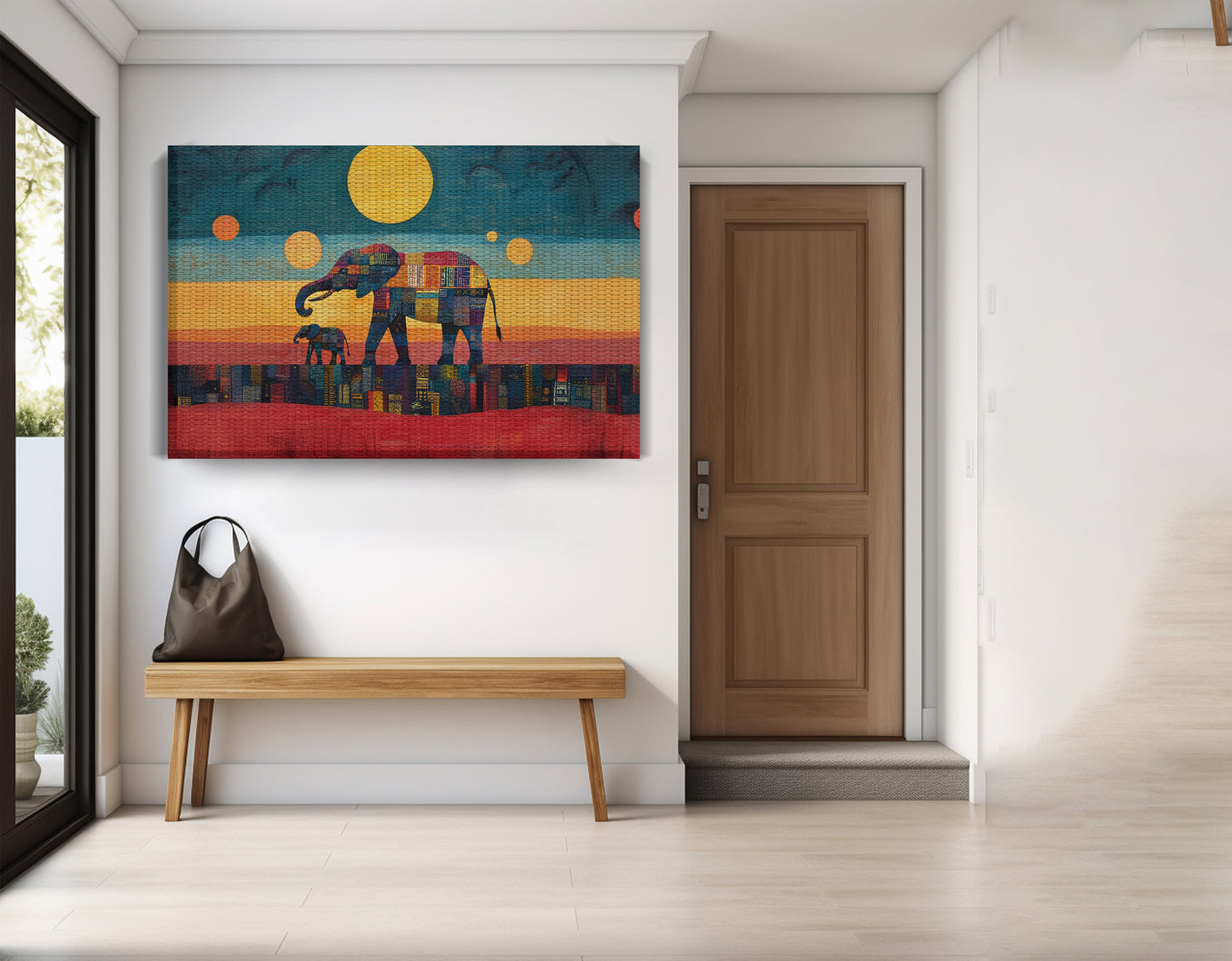 Elephant and Calf Abstract Black African American abstract art view 17