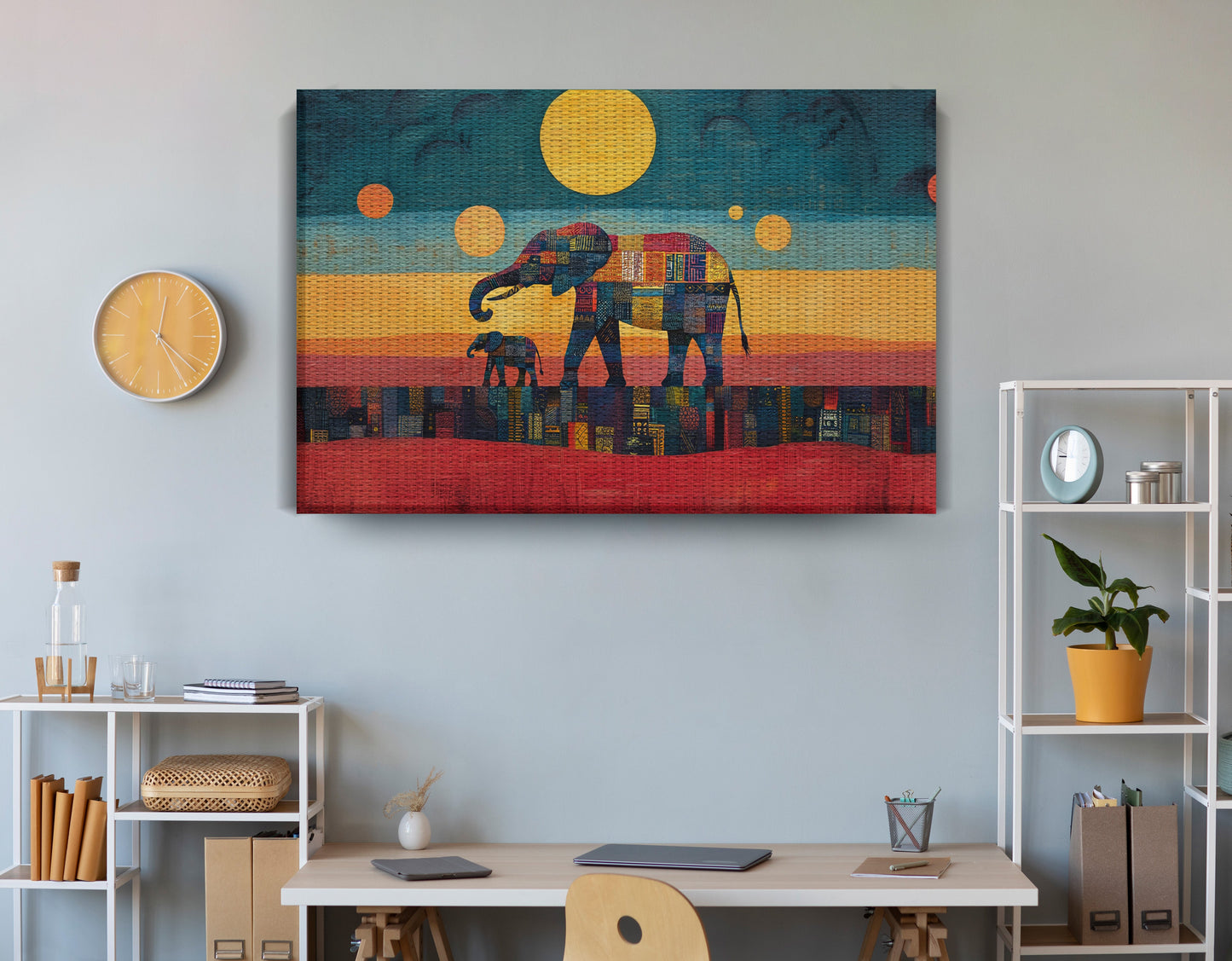 Elephant and Calf Abstract Black African American abstract art view 18
