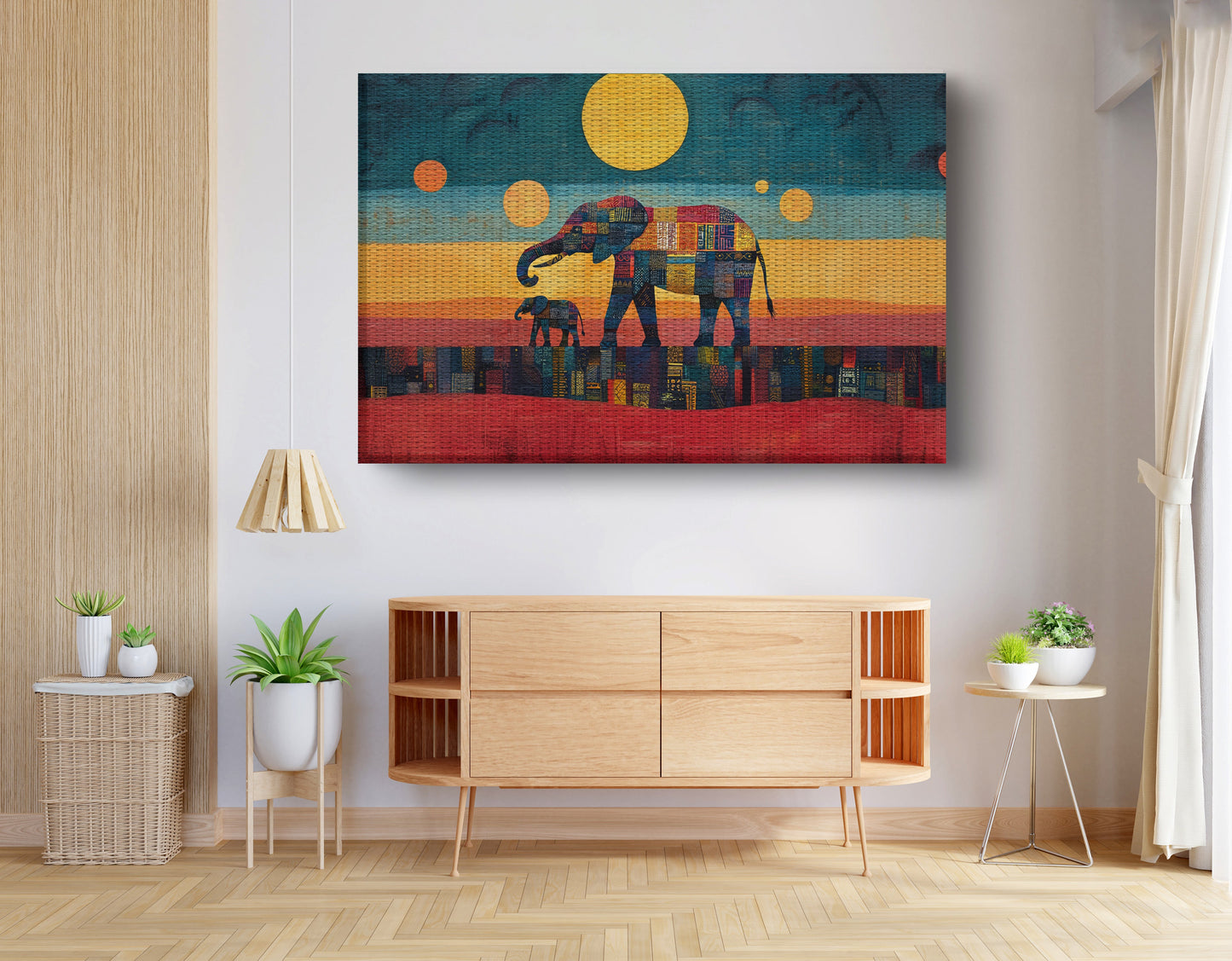 Elephant and Calf Abstract Black African American abstract art view 14