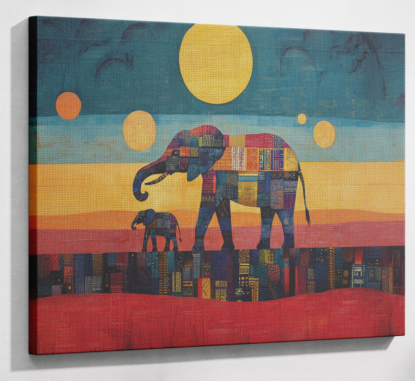 Elephant and Calf Abstract Black African American abstract art view 13
